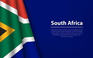 Wave flag of South Africa with copyspace background. vector