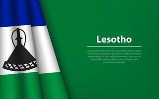 Wave flag of Lesotho with copyspace background. vector