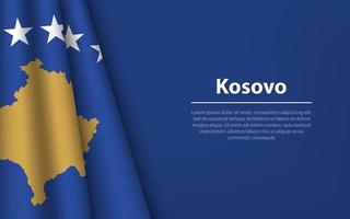 Wave flag of Kosovo with copyspace background. vector