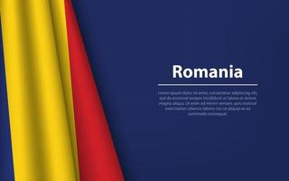 Wave flag of Romania with copyspace background. vector