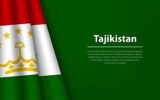 Wave flag of Tajikistan with copyspace background. vector