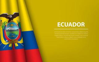 Wave flag of Ecuador with copyspace background. vector