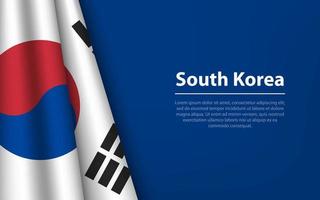 Wave flag of South Korea with copyspace background. vector