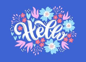 Trendy spring or summer design print with floral lettering. vector