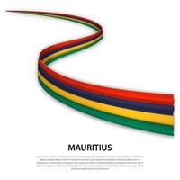 Waving ribbon or banner with flag of Mauritius vector