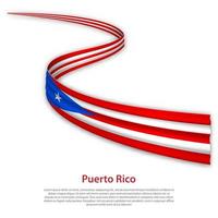 cinta ondeante o pancarta con bandera de puerto rico vector