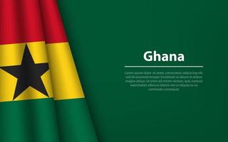 Wave flag of Ghana with copyspace background. vector