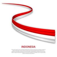 Waving ribbon or banner with flag of Indonesia vector