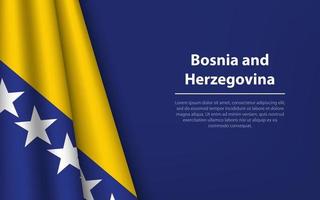 Wave flag of Bosnia and Herzegovina with copyspace background. vector