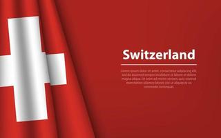 Wave flag of Switzerland with copyspace background. vector