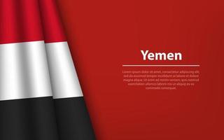 Wave flag of Yemen with copyspace background. vector