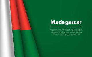 Wave flag of Madagascar with copyspace background. vector