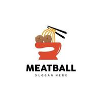 Meatball Logo, Vector For Food Stall Brand, Fast Food Simple Design Icon, Template Illustration