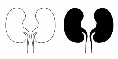 outline silhouette kidneys icon set isolated on white background vector