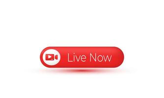 3d realistic cartoon vector red button live now icon trendy modern style object symbols isolated on background