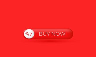 3d realistic cartoon vector red button buy now icon trendy modern style object symbols isolated on background