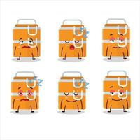 Cartoon character of orange lunch box with sleepy expression vector