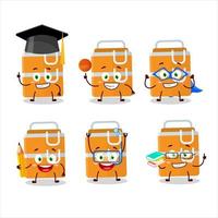 School student of orange lunch box cartoon character with various expressions vector