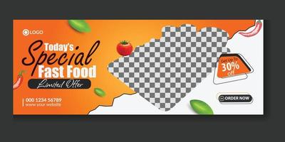 Food menu restaurant social media post timeline cover or web banner template Free Vector