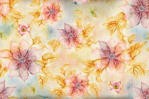 .Floral pattern with wildflowers, pastel watercolor Illustration. photo