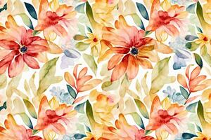 .Floral pattern of wildflowers, pastel watercolor. Illustration. photo