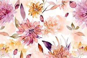 .Floral pattern of wildflowers, pastel watercolor. Illustration. photo
