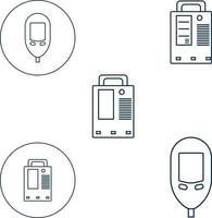 blood glucose meter testing  icon,Infusion pump icon, ECG Icon,electronics Glucose Meter icon set .strip for diabetes . Electrocardiography Monitoring Icon, ECG monitor, angle, vector