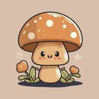 Cute kawaii mushroom chibi mascot vector cartoon style 23506852 Vector Art  at Vecteezy