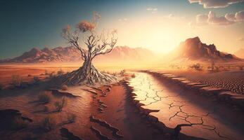 illustration of dry and barren area during the day, photo