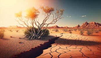 illustration of dry and barren area during the day, photo