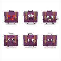 Purple suitcase cartoon character with nope expression vector