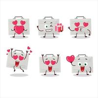 Silver suitcase cartoon character with love cute emoticon vector