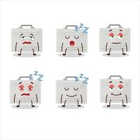 Cartoon character of silver suitcase with sleepy expression vector