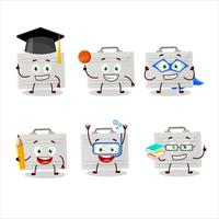 School student of silver suitcase cartoon character with various expressions vector