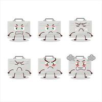 Silver suitcase cartoon character with various angry expressions vector