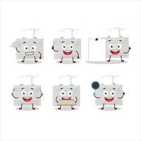 Cartoon character of silver suitcase with various chef emoticons vector