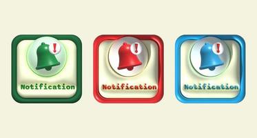 illustration. 3D  Message button with notification bell. photo