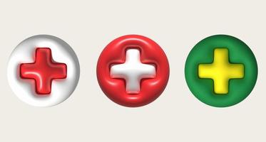 3D illustration medical cross symbol button photo