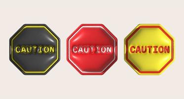 illustration 3D  Caution symbol sign photo