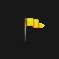 yellow flag in pixel art style vector