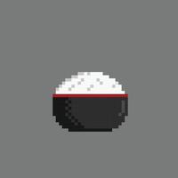 rice in the black bowl in pixel art style vector