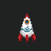 space ship in pixel art style vector