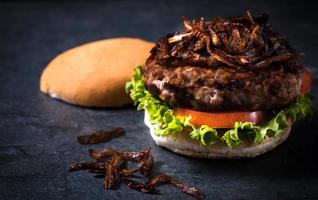 Burger with grilled onion photo