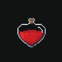 potion with love shape in pixel art style vector