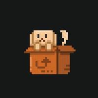 dog in the cardboard box in pixel art style vector