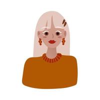 Portrait of a blond teenager. Avatar of a happy student of the university. Colorful vector flat illustration