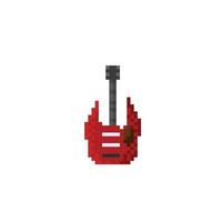 red guitar in pixel art style vector