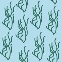 Algae in cartoon style. Seamless pattern. Vector illustration.