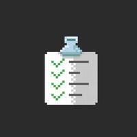 checklist document in pixel art style vector