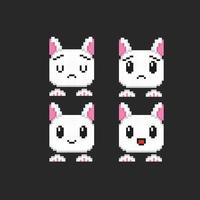 bunny head collection set in pixel art style vector